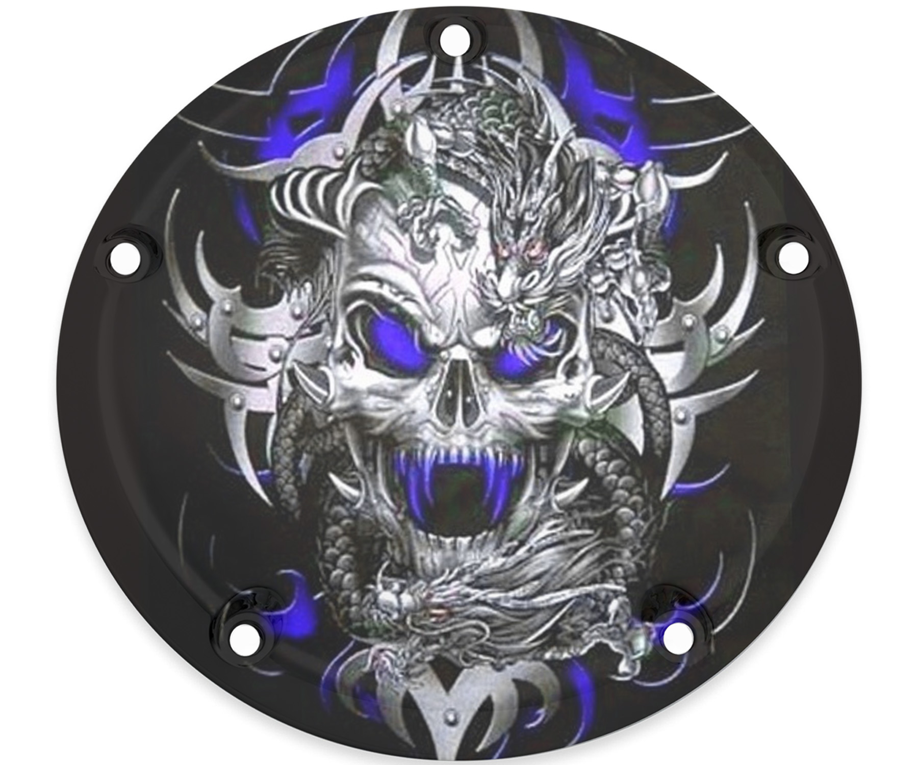 Custom Derby Cover - Dragon Skull (Blue)
